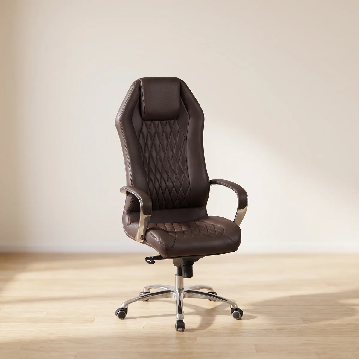 FineBuy Bürostuhl MONTEREY Echt-Leder Schreibtischstuhl XXL Polsterung Design
