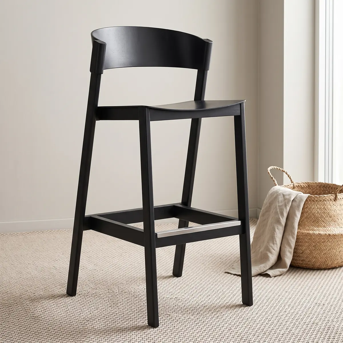 Cover Barhocker 75 cm schwarz mit Fußstützenschutz-Element