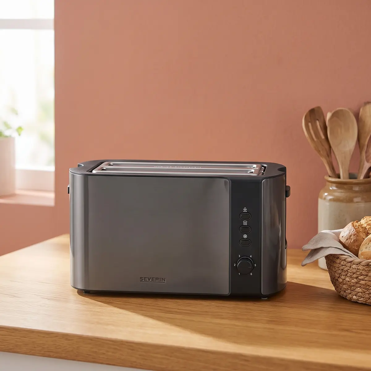 Severin Automatik-Langschlitztoaster mit Brötchenaufsatz