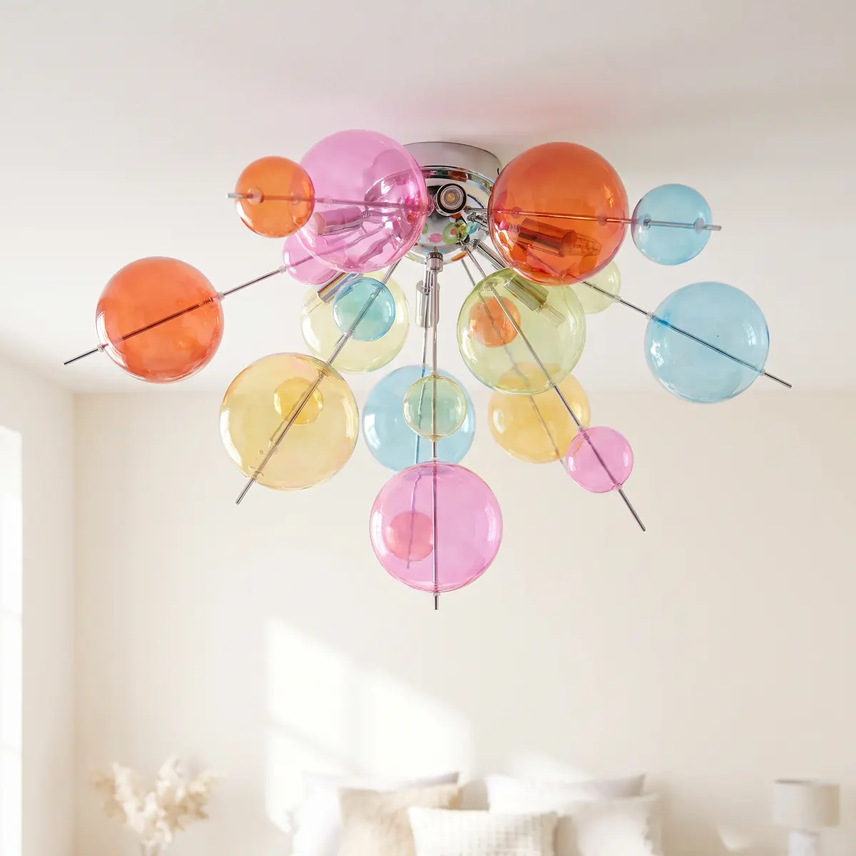 Näve Leuchten Deckenleuchte bunt Metall Glas x57 cm G9 6 Brennstellen