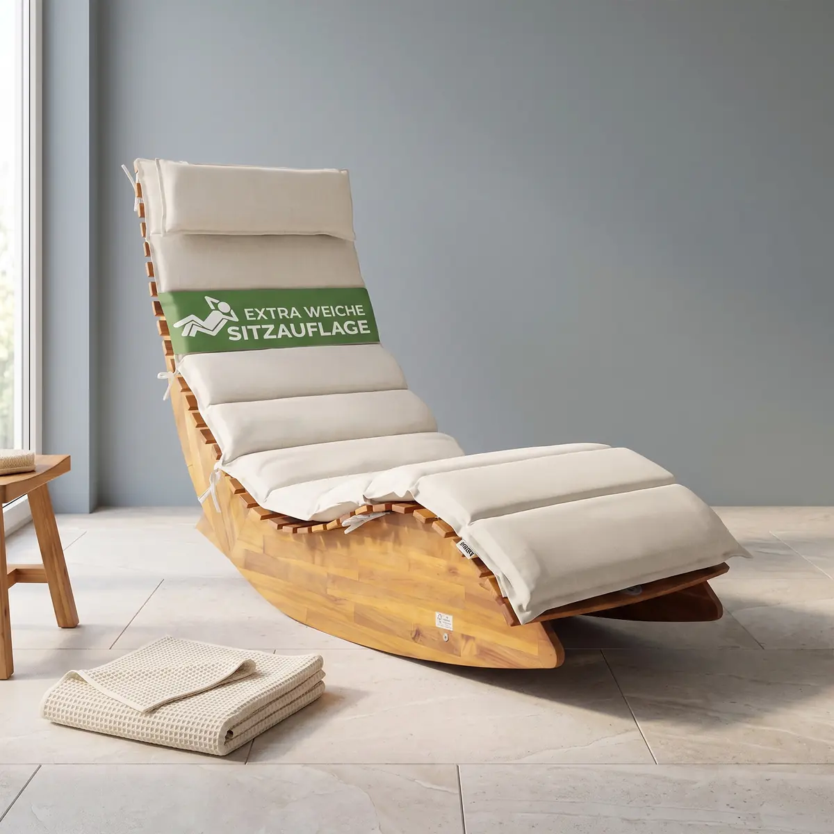 Detex® Auflage Saunaliege Creme 177x58x7cm