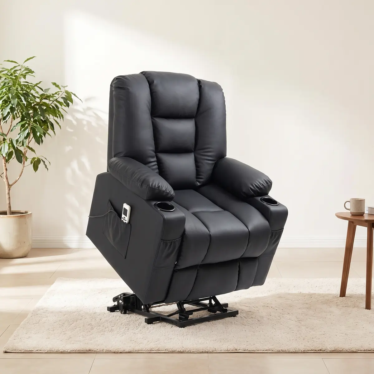 HOMCOM Sessel mit Aufstehhilfe Massagesessel mit Fußstütze Relaxsessel