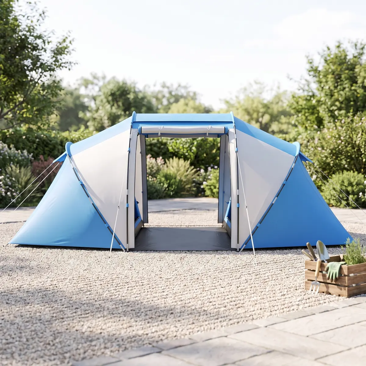 Outsunny Campingzelt Familienzelt Tunnelzelt mit 2 Schlafkabinen 4-6 Personen
