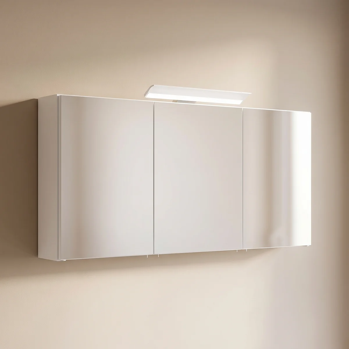 Posseik Spiegelschrank 140cm inkl. Design LED-Lampe und Glasböden weiss