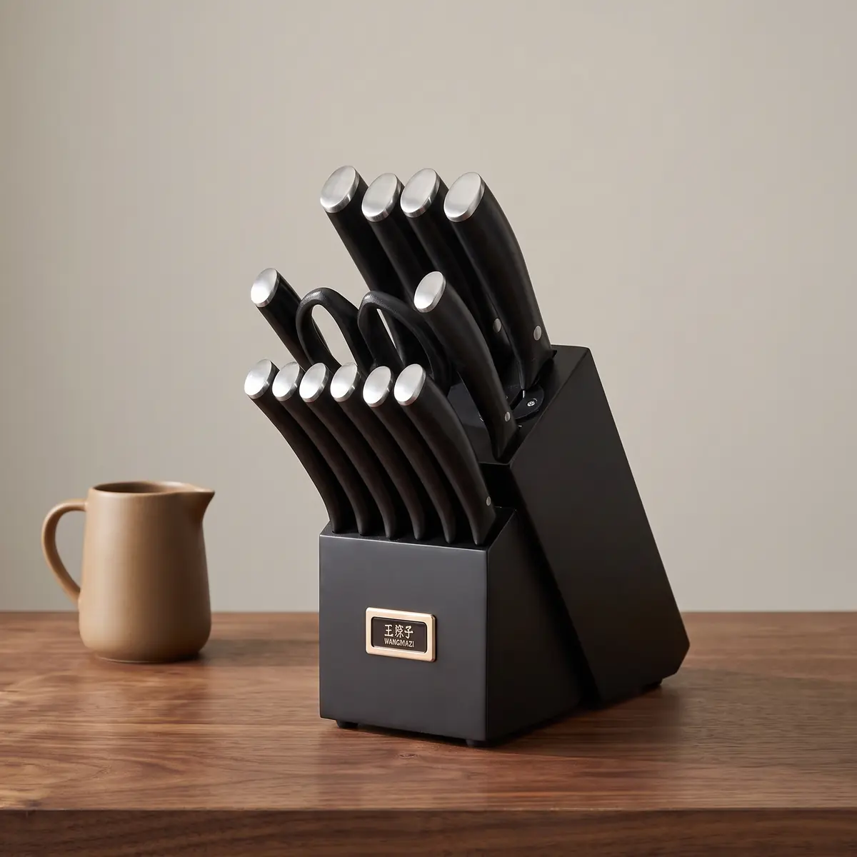 WANGMAZI A85-Serie 15-teiliges Kombi-Set (schwarzer Messerblock)
