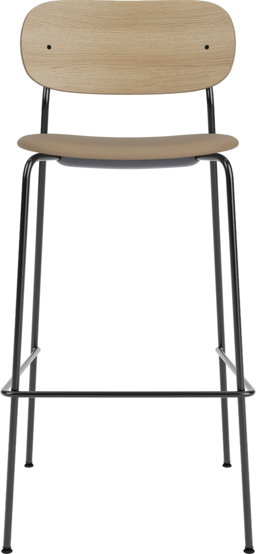 Barhocker Co Sierra Barstuhl 105 cm hellbraun Rückenlehne helle Eiche Ledersitz