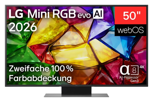 LG 50" 4K Mini RGB Smart TV mit α8 Gen3 AI: Dolby Vision/Atmos