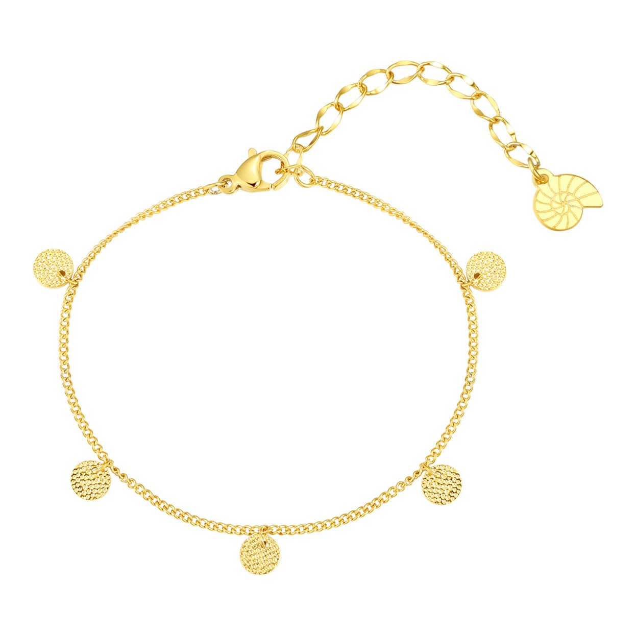 Hey Happiness Textured Circle Armband Gold