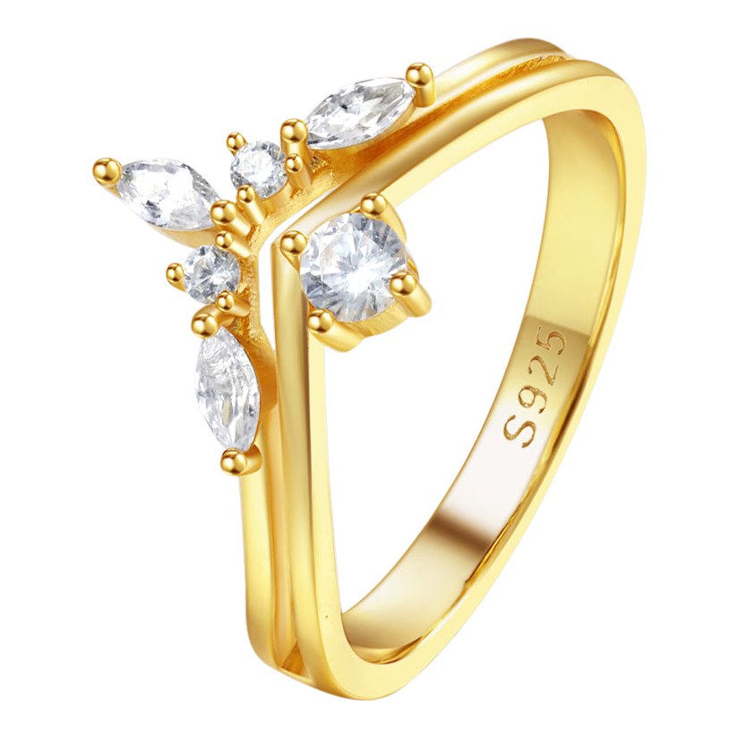 Hey Happiness Edelstein Crown Ring Sterlingsilber Gold