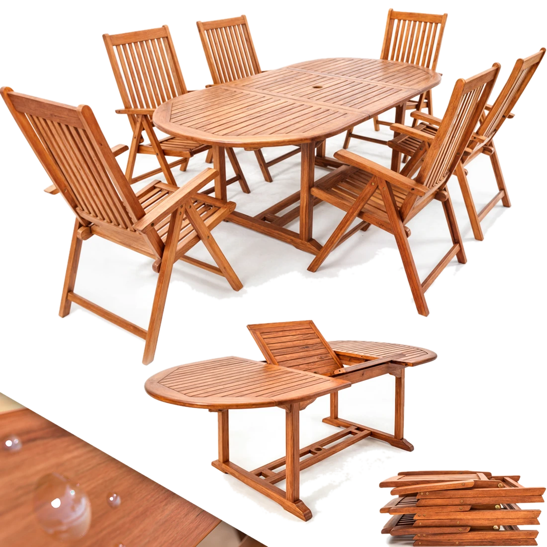 Casaria® Garten-Sitzgruppe Vanamo 7-tlg Eukalyptusholz FSC®-zertifiziert