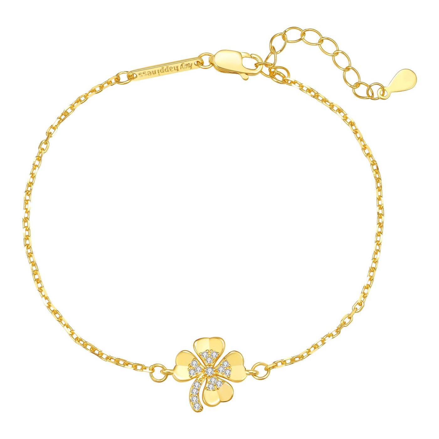 Hey Happiness Four Leaf Clover Armband Sterlingsilber