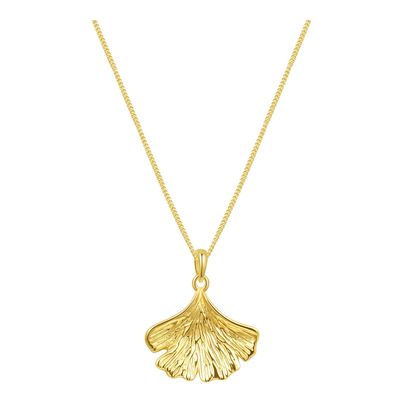Hey Happiness Ginkgo Leaf Halskette mit Anhänger Sterlingsilber Gold
