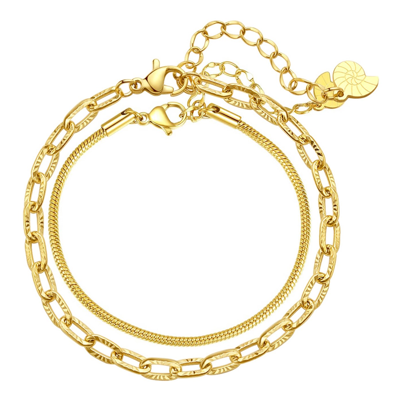 Hey Happiness Twisted Snake and Link Chain Armband Set