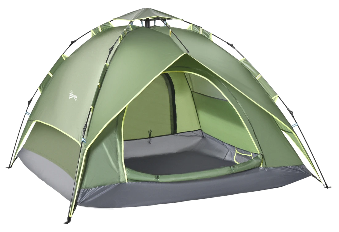 Outsunny Campingzelt Doppelzelt für 2 Erwachsene + 1 Kind