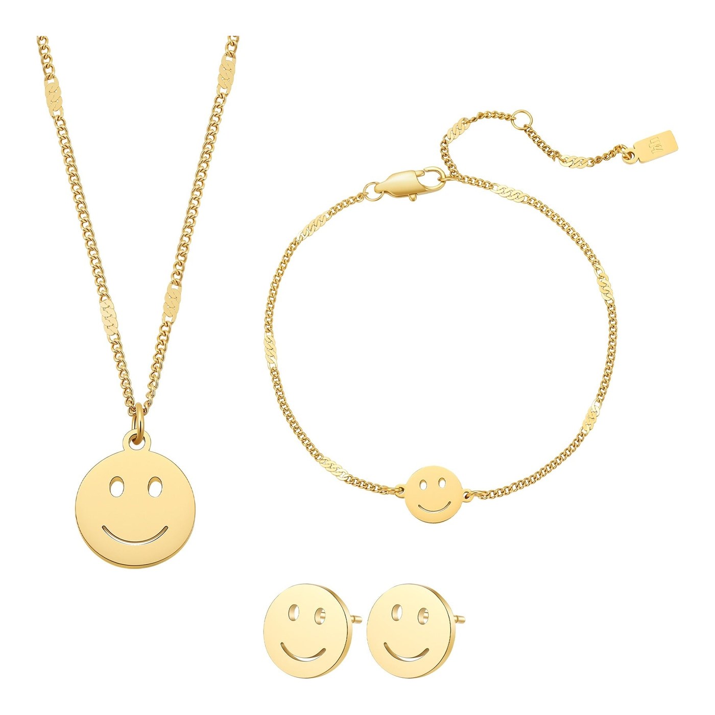 Hey Happiness Smiley Set in Gold – Gold