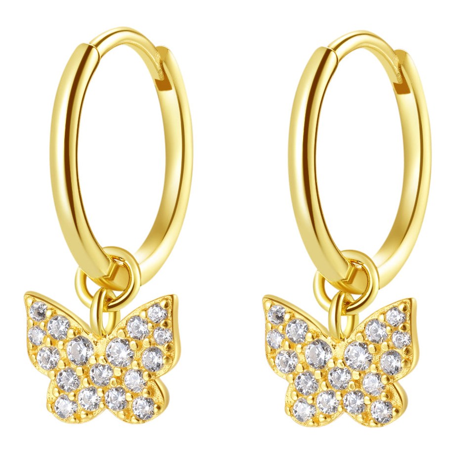 Hey Happiness Butterfly Charm Creolen Sterlingsilber Gold