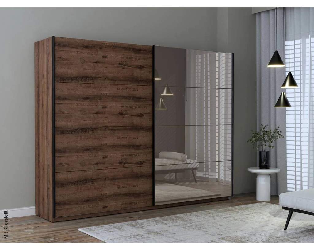 Schwebetürenschrank schlamm Eiche Nachbildung