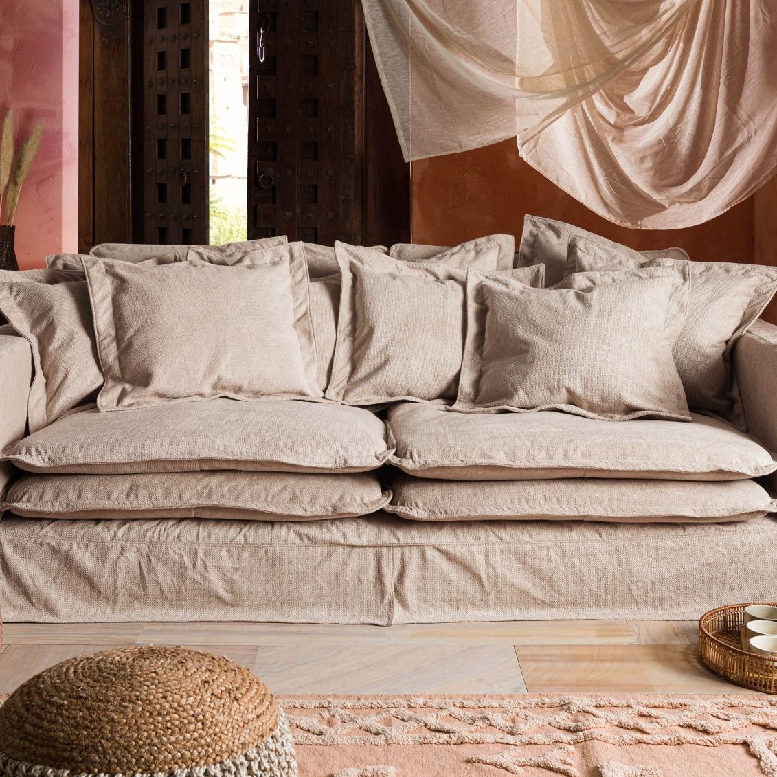 Massivmoebel24.de Hussensofa 3-Sitzer 236x138x76 KINGSTON