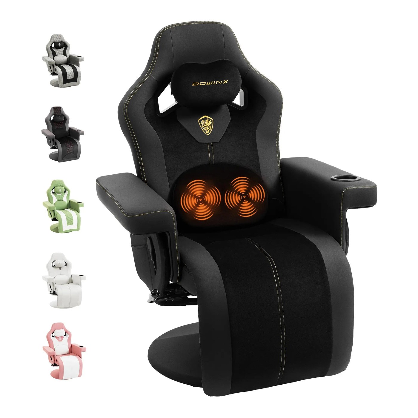 Dowinx Recliner Chair mit Massage Lumbar LS-66D3A Schwarz-yellow