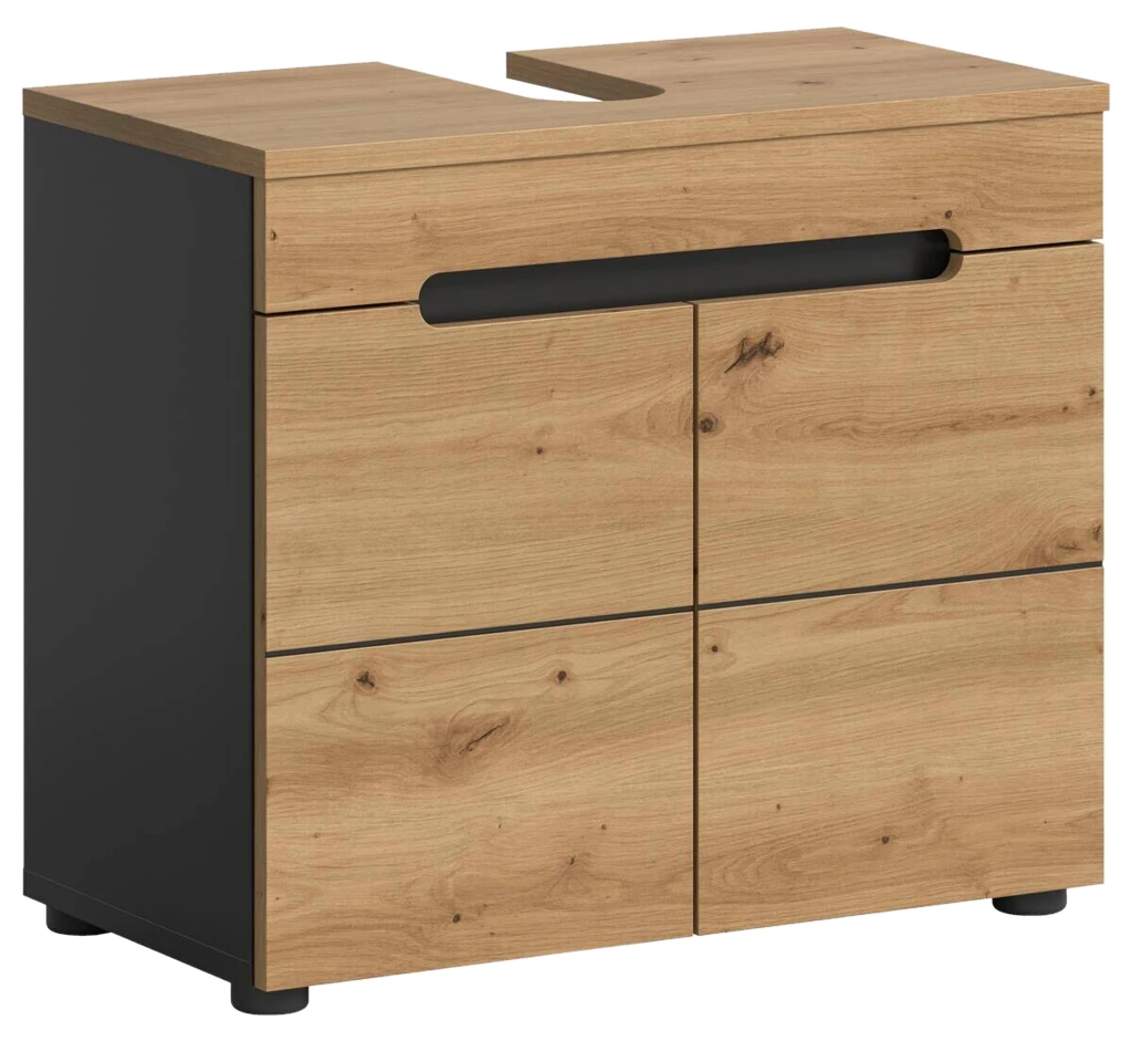 xonox.home Waschbeckenunterschrank Canu Basalt Eiche Artisan Nachbildung