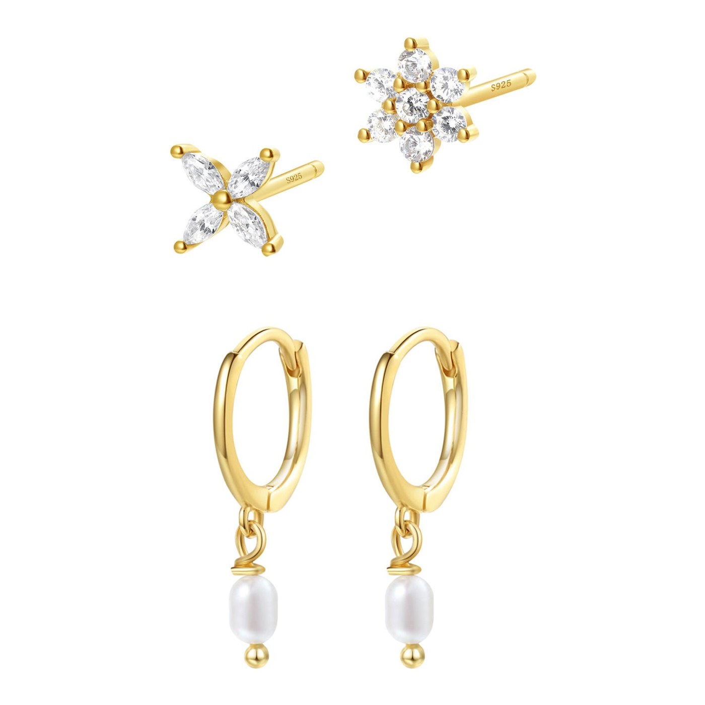 Hey Happiness Springtime Ohrringe Set Sterlingsilber Gold