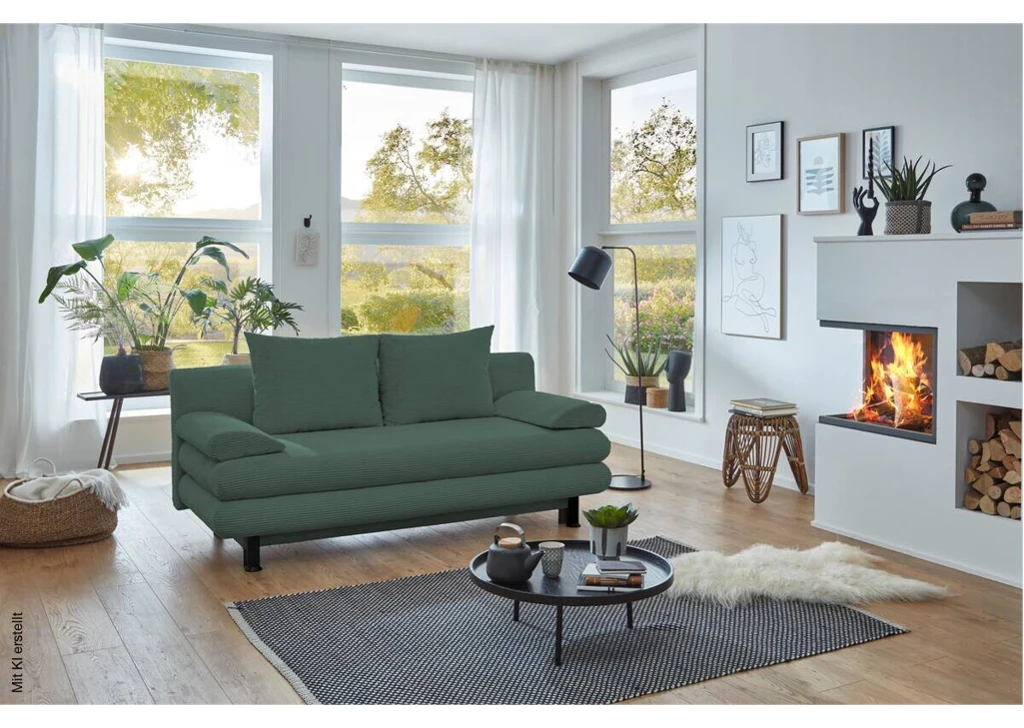 Schlafsofa Bern grün Microfaser