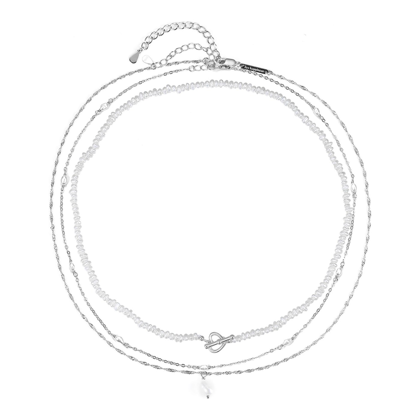 Hey Happiness Perle Layering Halsketten Set Sterlingsilber