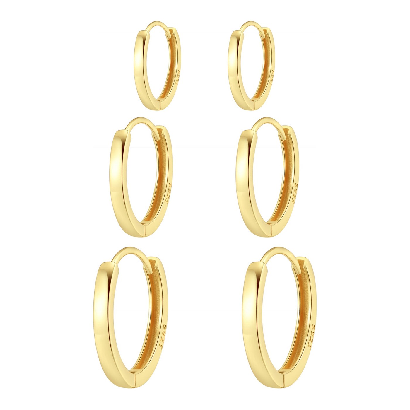 Hey Happiness Classic Trio Band Hoop Ohrring Set Sterlingsilber