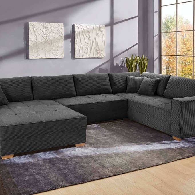 Wohnlandschaft grau Microfaser