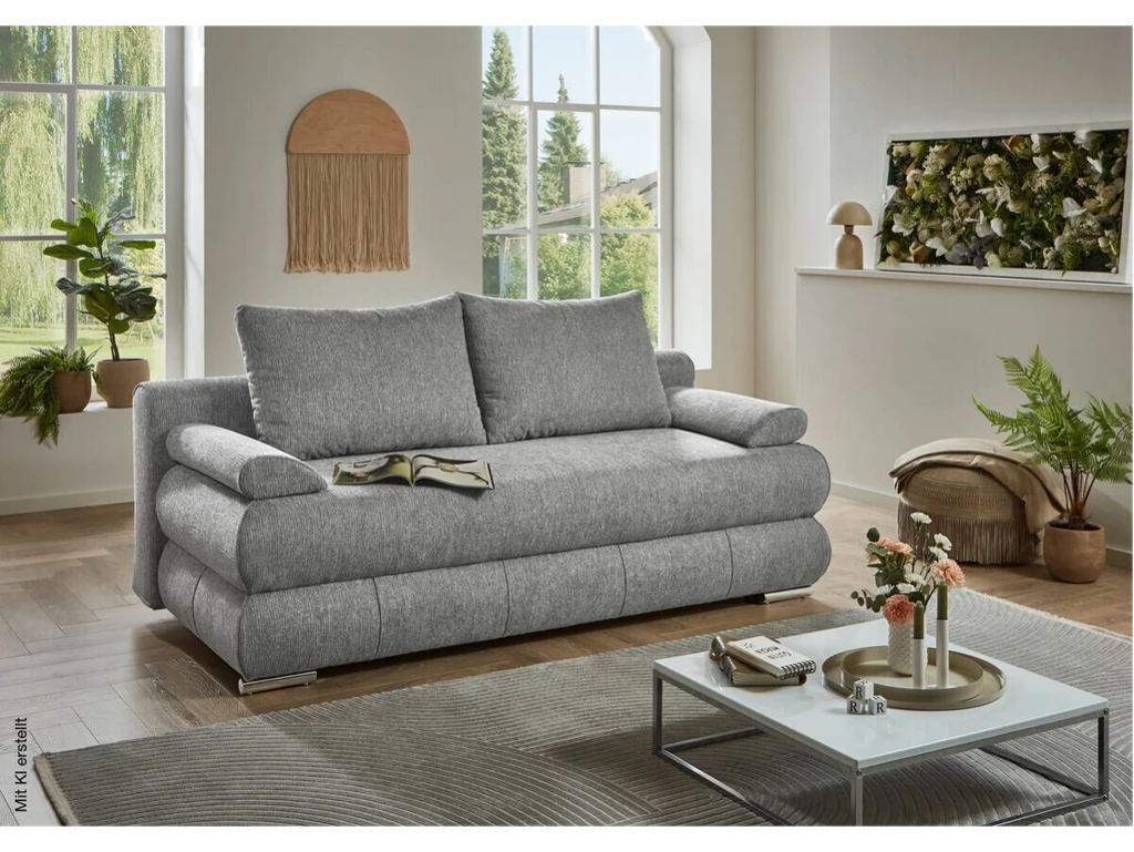 Schlafsofa Biel silber Microfaser