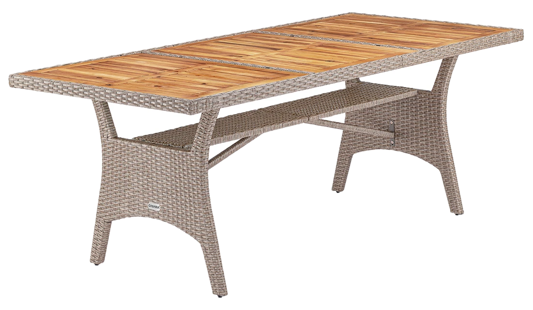 Casaria® Polyrattan Gartentisch Takeo Grau 190x90x74cm Akazie