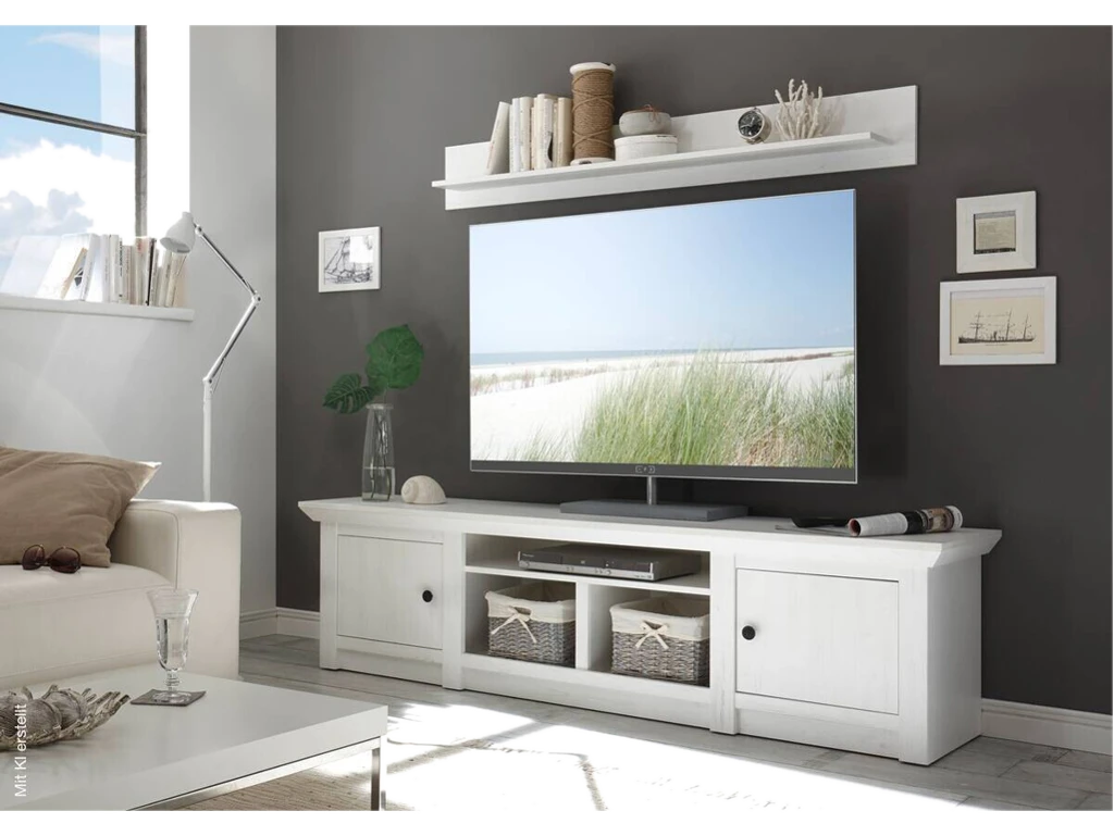 TV-Lowboard Westerland weiß Pinie Nachbildung