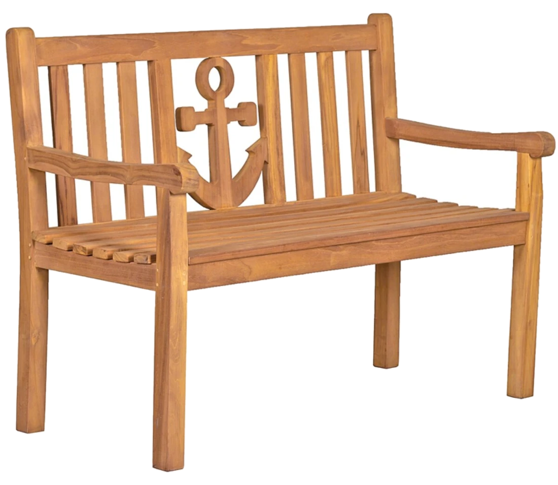 Mr. Deko Gartenbank Teak 120 cm – mit Motiv