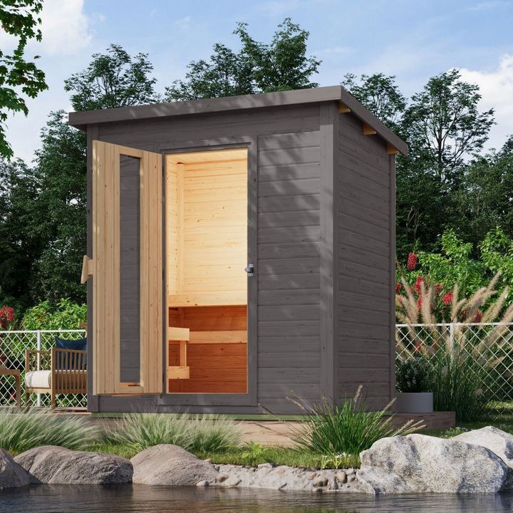 Karibu Saunahaus Telo 1 terragrau
