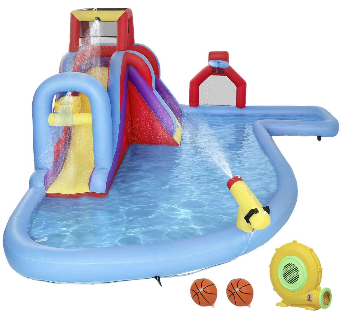 AIYAPLAY Wasseraufblasbares Schloss mit Gebläse 550W 6-in-1 Aufblasbarer