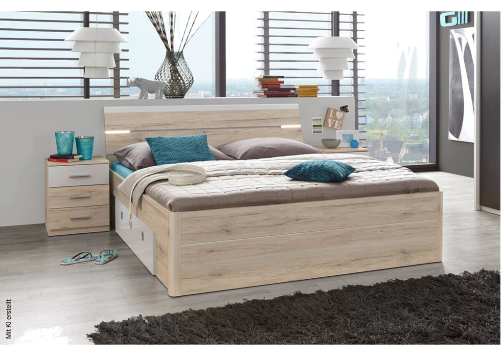 Bettanlage Mars Eiche San-Remo Nachbildung weiß