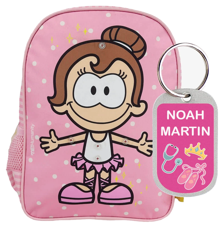 Stikets Kinder-Rucksack mit Berufsmotiven in Rosa