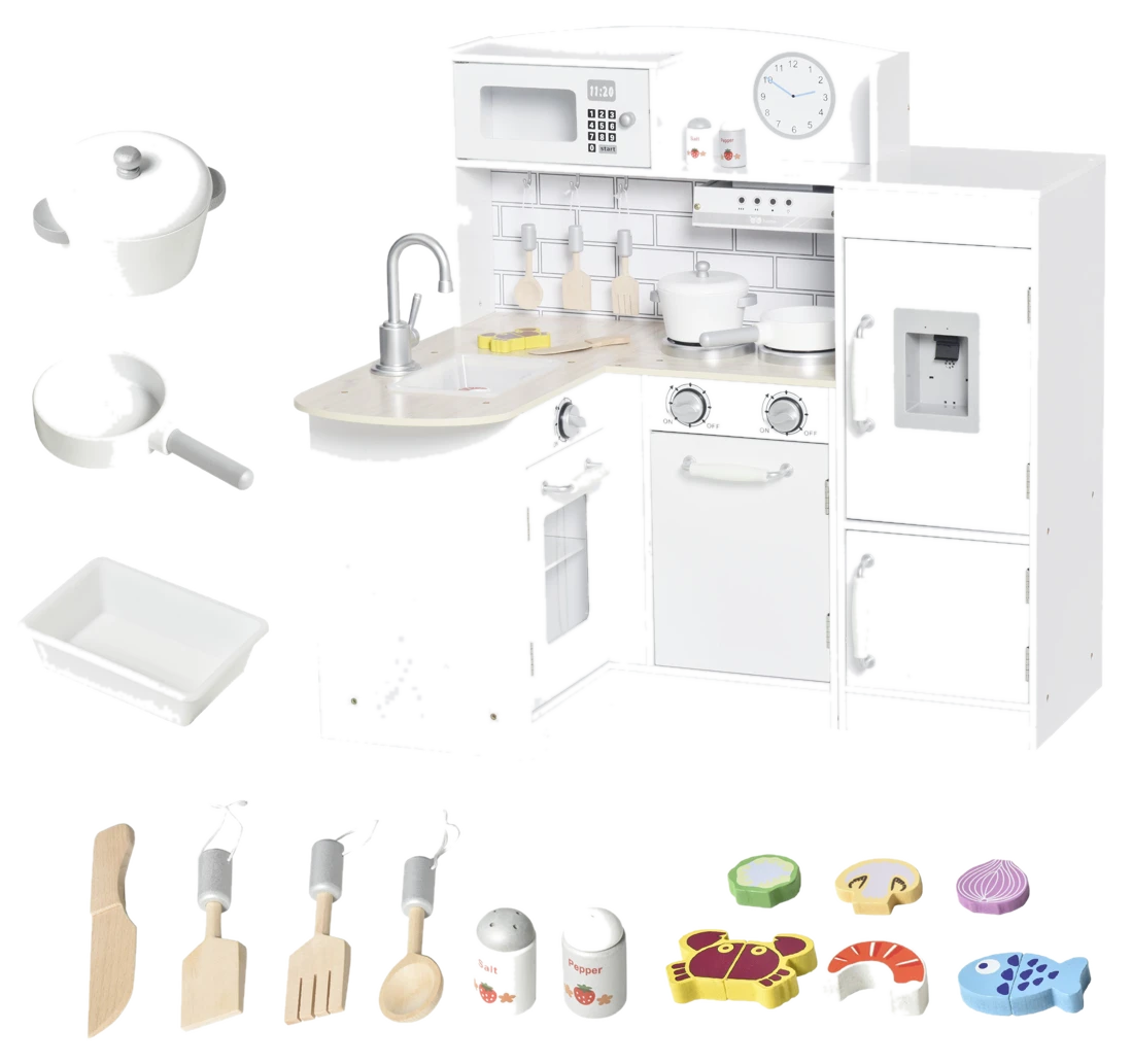 HOMCOM Kinderküche Spielküche mit elektronischem Wasserspender