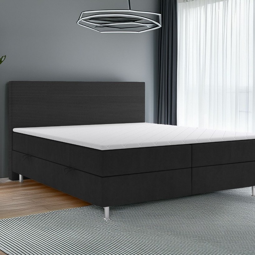 Möbel Punkt Boxspringbett PISA mit Bettkasten 180 x 200 cm Webstoff Schwarz