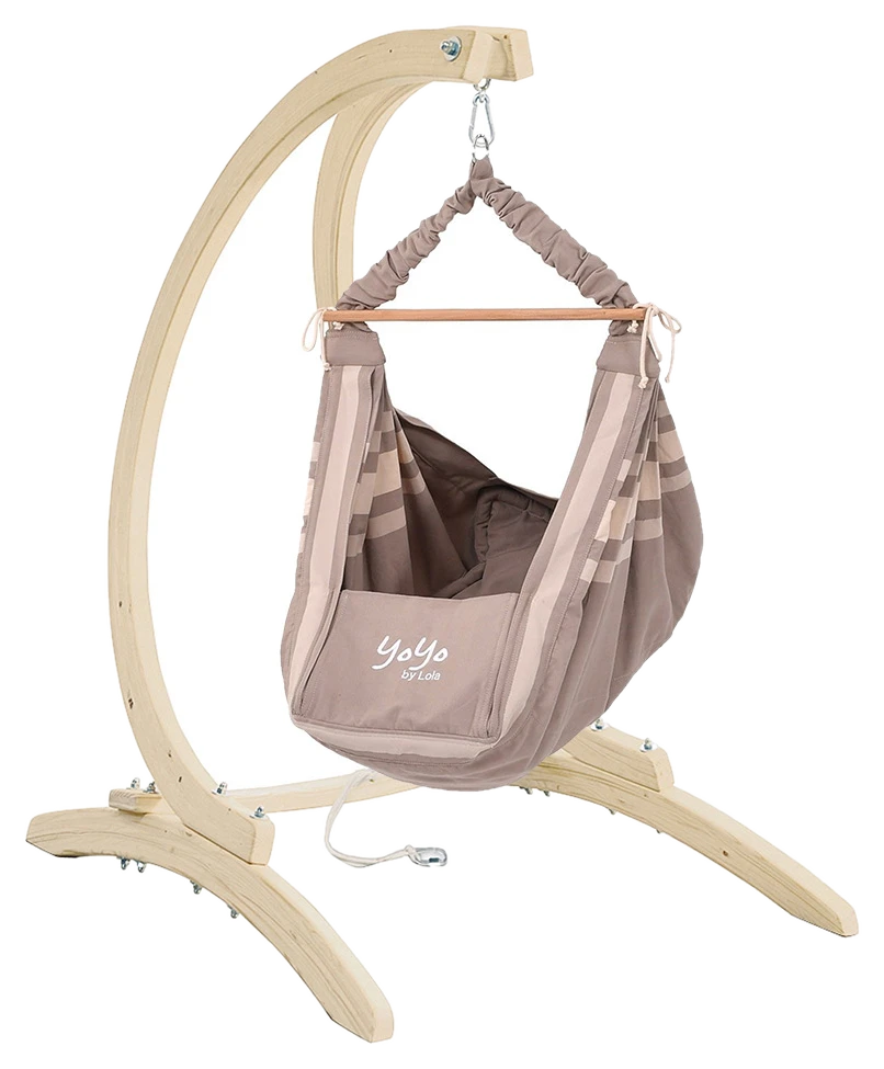 LOLA Hängematten Lola Babyhängematte Babywiege YoYo BIG noire Set mit Kinderhängesesselgestell