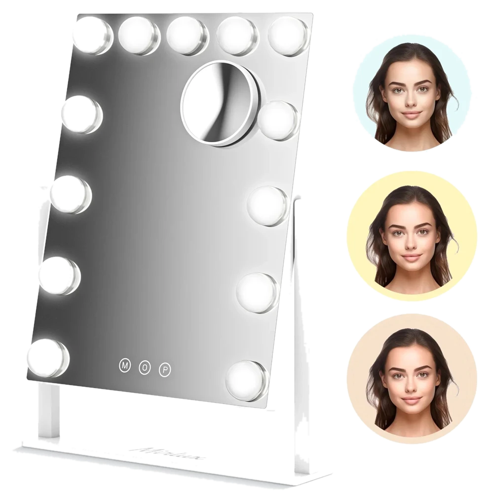Mirlux Hollywood Spiegel – 44x30cm – Weiß