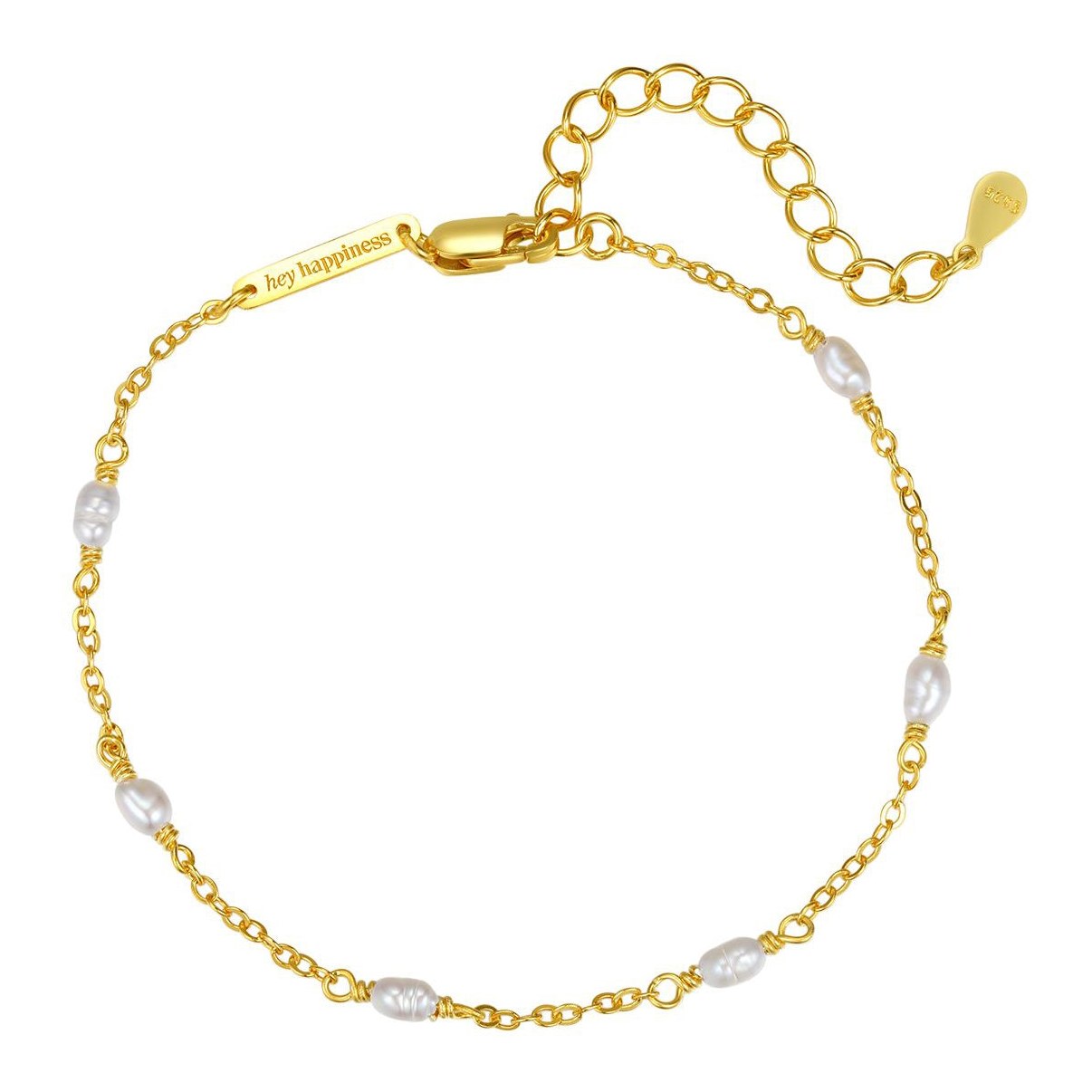 Hey Happiness Perle Chain Armband Sterlingsilber Gold