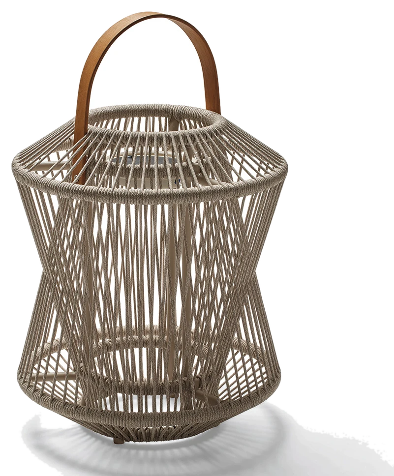 Stern Laterne Yola Ø 46 cm Höhe 73 cm Aluminium greige Kordel greige