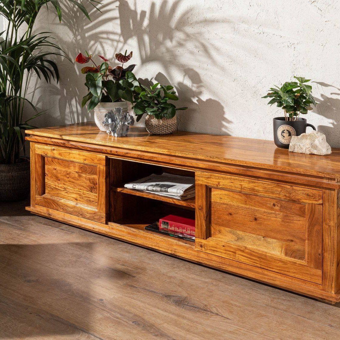 Massivmoebel24.de Longboard Akazie 160x45x45 honig lackiert OXFORD #0450