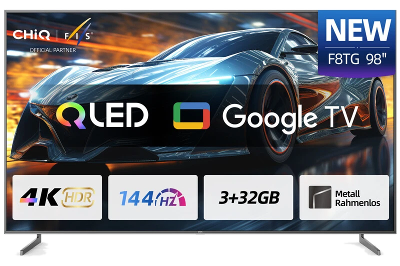 CHiQ 98 Zoll QLED 4K Smart-TV: 144 Hz Gaming-Fernseher mit Google TV