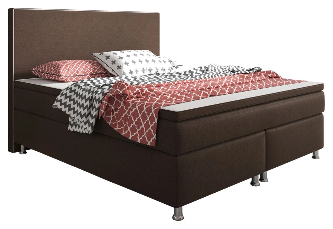 IHG Boxspringbett King Size 180x200 cm Webstoff Braun