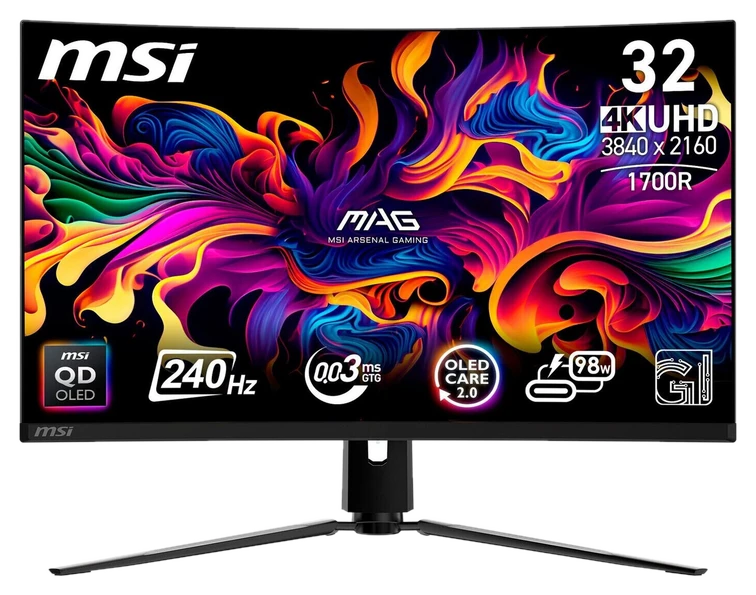 MSI MPG 321CURXDE 31,5" 4K UHD Curved QD-OLED Gaming Monitor mit 240 Hz
