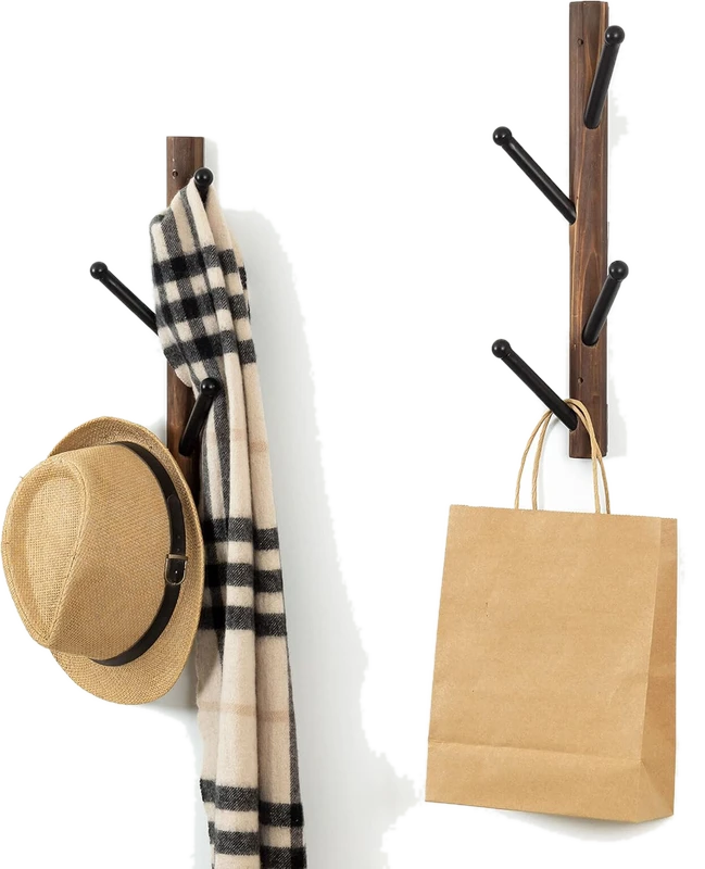 MyGift Vintage Wandgarderobe aus Holz & Metall, 2er-Set