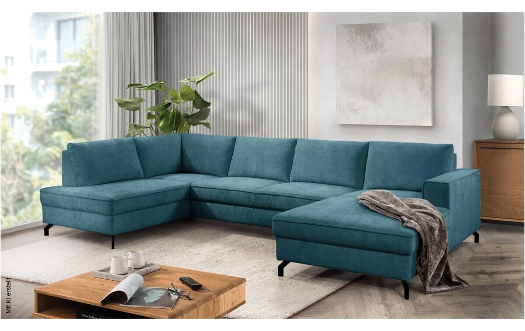 Wohnlandschaft Santorin petrol Microfaser