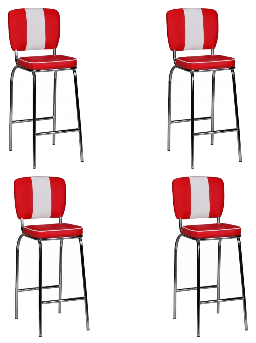 FineBuy 4er Set Barhocker American Diner 50er Jahre Retro Barstuhl